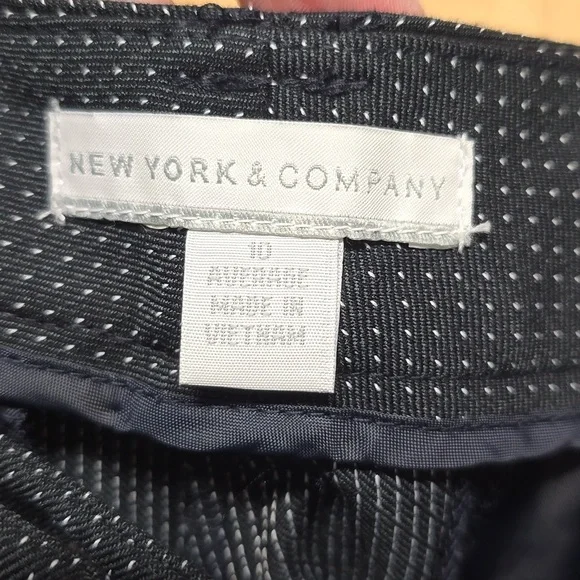 {New York & Co.} Womens Black Polka Dot Mid Rise Dress Pants - Size 10 - Picture 12 of 13